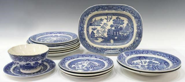 Appraisal: lot of English Staffordshire blue and white transferware late th