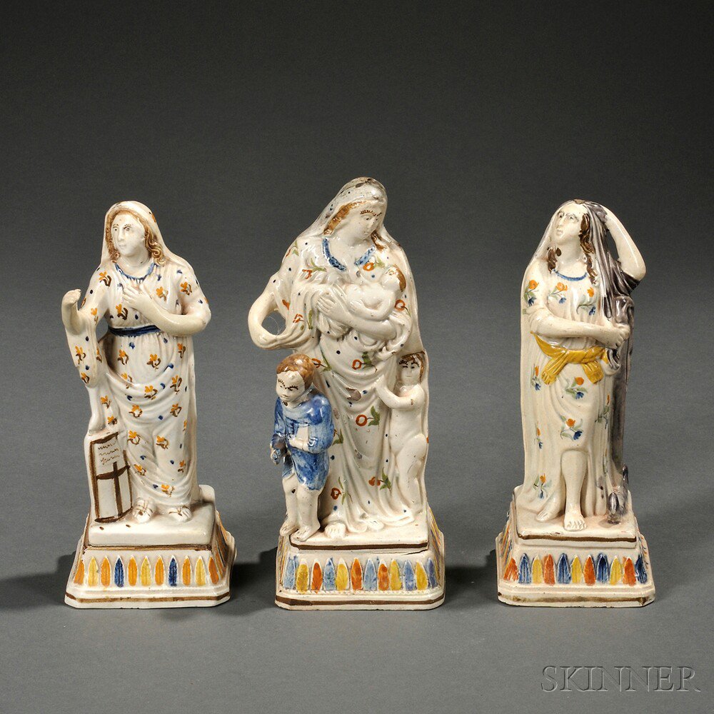 Appraisal: Three Pratt-type Pearlware Allegorical Figures England late th early th