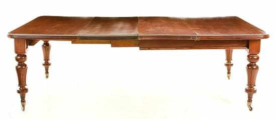 Appraisal: English mahogany extension dining table mid th century rectangular molded