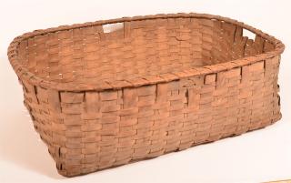 Appraisal: th Early th Century Woven Splint Large Work Basket Rectangular