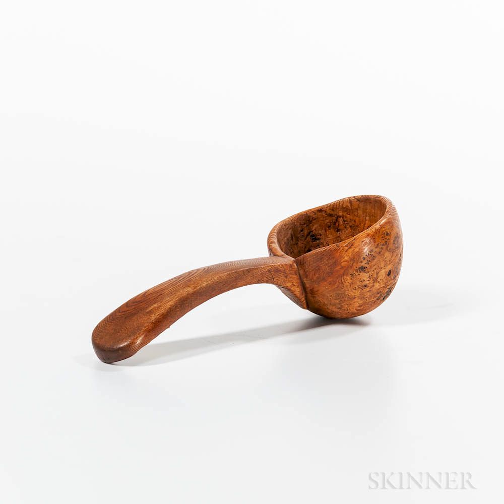 Appraisal: Small Carved Ash Scoop or Ladle Small Carved Ash Scoop