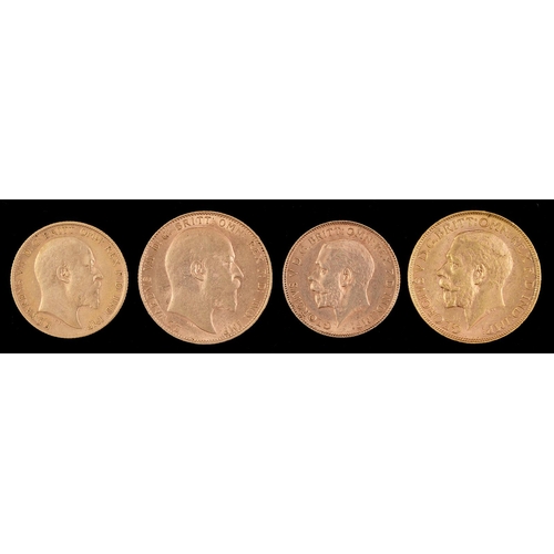 Appraisal: Gold coins Sovereign and P and half sovereign and