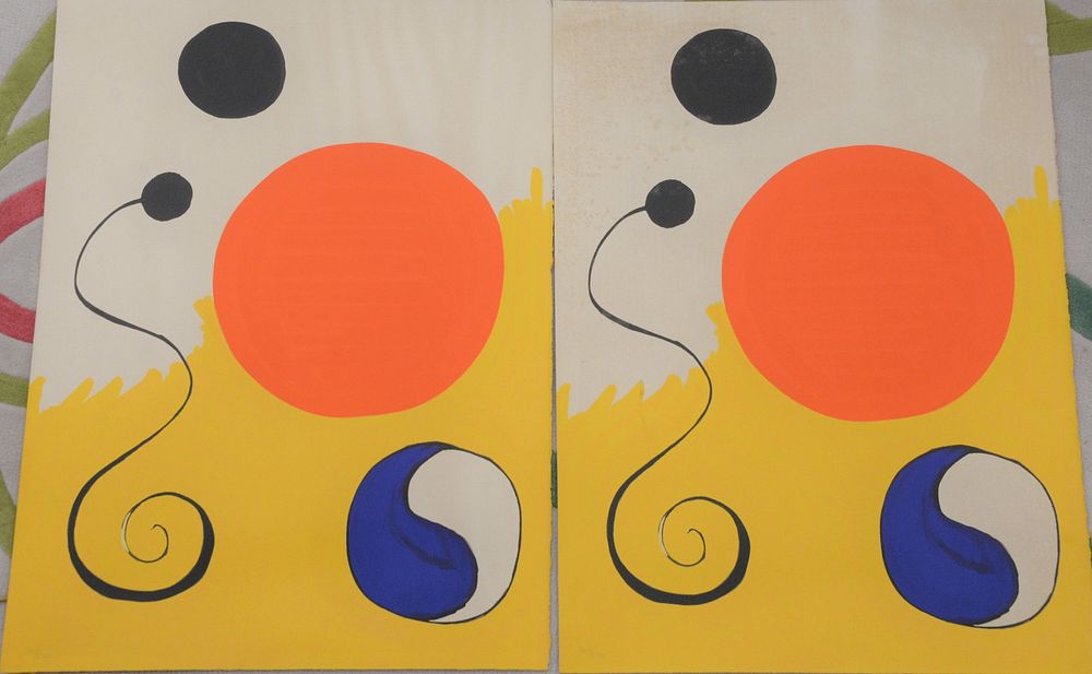 Appraisal: After Alexander Calder American - Pair of Red Sphere on