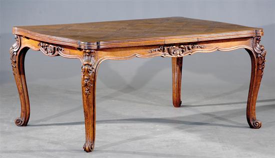 Appraisal: French carved oak draw-leaf table late th century serpentine parquet