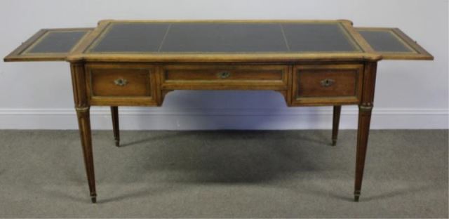 Appraisal: Louis XVI Style Leathertop Desk with Pull Outs A nice