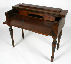 Appraisal: Hinged lid mahogany writing desk interior drawers retractable writing surface