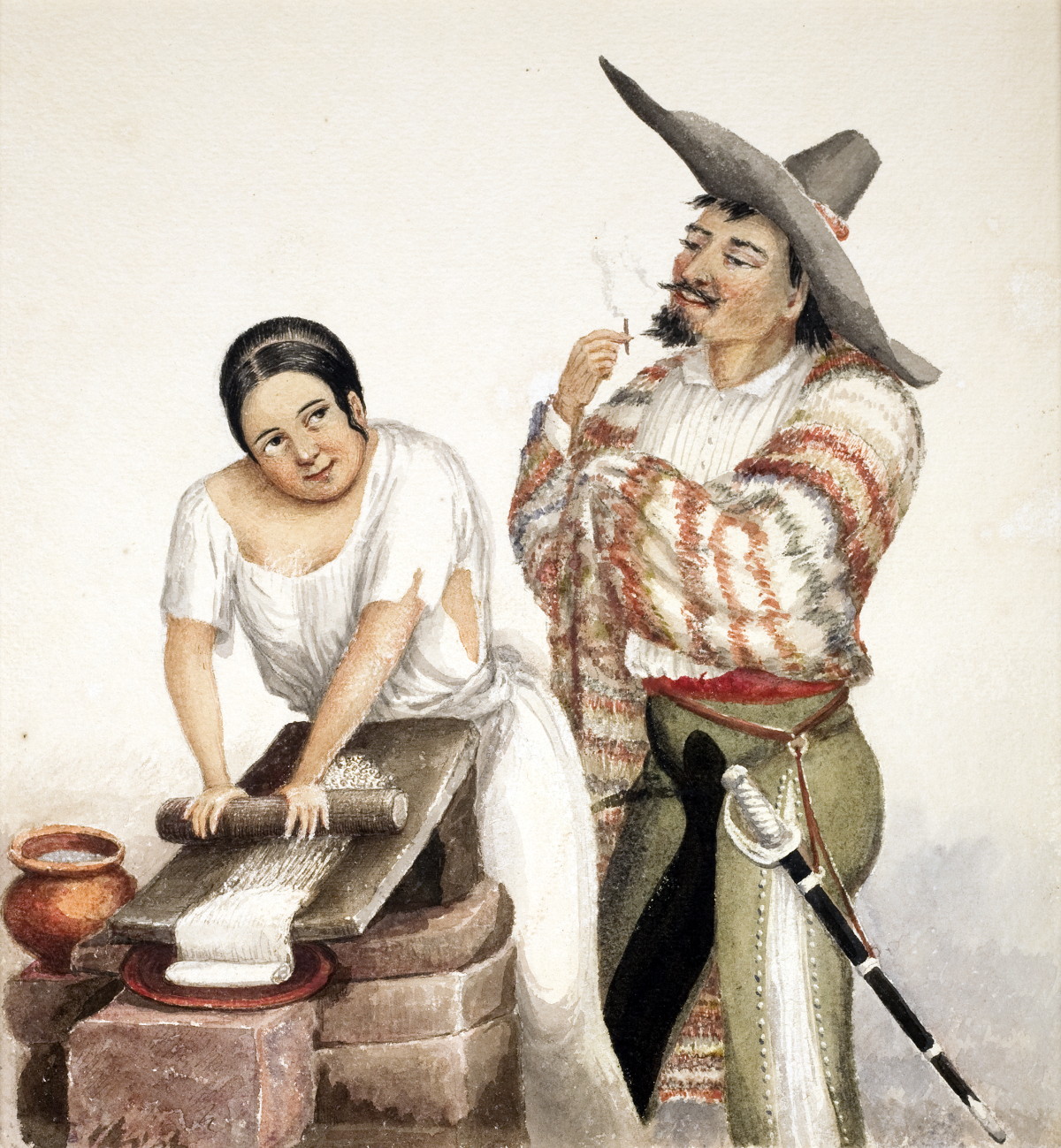 Appraisal: TORTILLAS AND LOVE-MAKING IN MEXICO SEVEN DRAWINGS AND WATERCOLORS OF