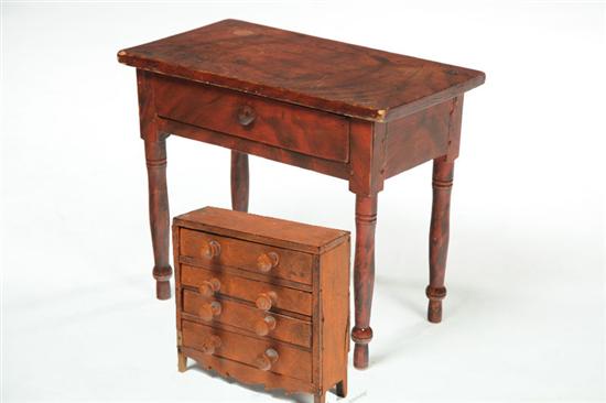 Appraisal: TWO PIECES OF MINIATURE FURNITURE American nd half- th-century Table