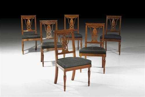 Appraisal: SET OF MAHOGANY CHAIRS AUX VOLUTES late Directoire Paris th