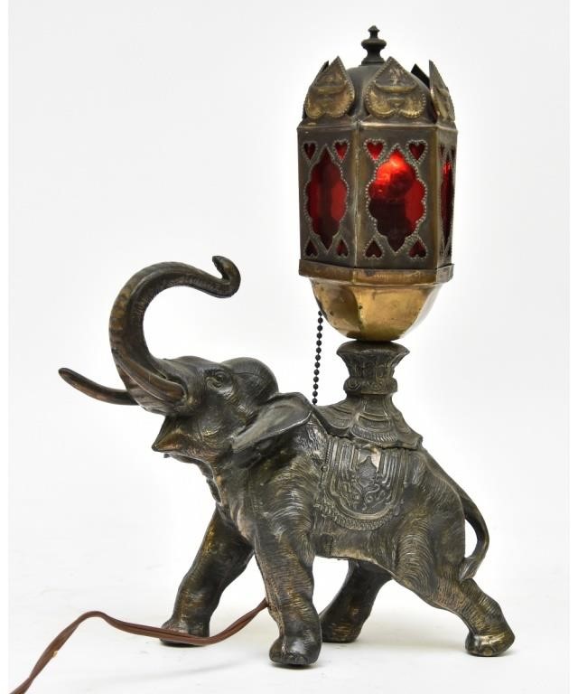 Appraisal: Indian style elephant lamp with faux bronze metal finish h