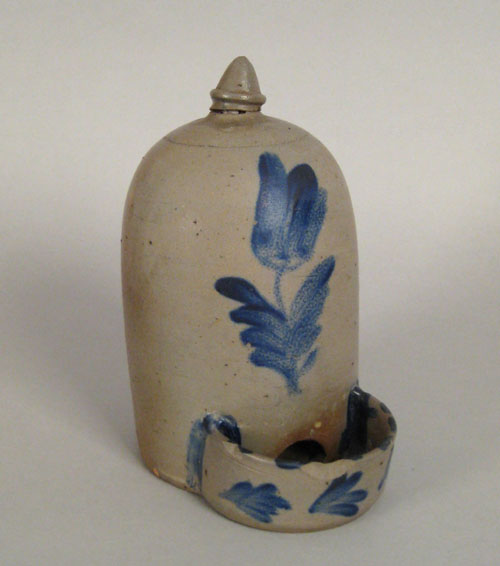 Appraisal: Stoneware chicken feeder th c attributed to Thomas Haig Jr