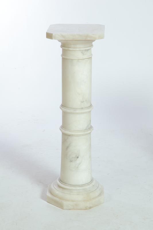 Appraisal: MARBLE PEDESTAL American or European th century Three-piece white marble