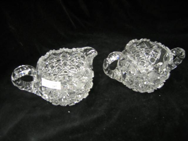 Appraisal: Brilliant Period Cut Glass Creamer Sugar Harvard style overall pattern