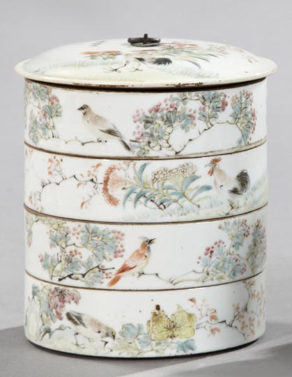 Appraisal: Kuang Hsu Stacking Four-Section Set of Porcelain Covered Food Bowls