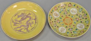 Appraisal: Two Oriental porcelain dishes including a dish having yellow ground