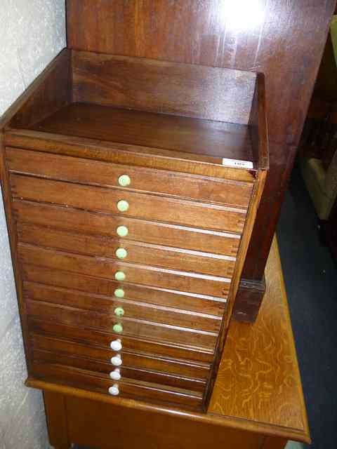 Appraisal: A SMALL COLLECTOR'S CABINET the galleried top over fitted drawers