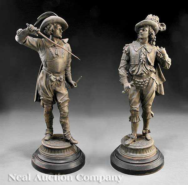 Appraisal: A Pair of Continental Patinated Metal Figures of Don Juan