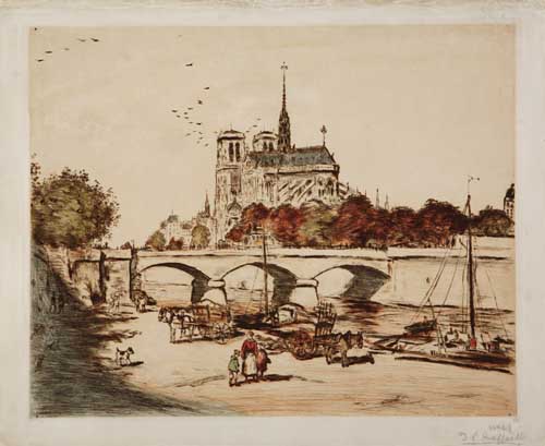 Appraisal: JEAN-FRAN OIS RAFFA LLI Notre-Dame de Paris Color drypoint on