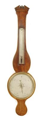 Appraisal: An early th century mahogany banjo shape wheel barometer with