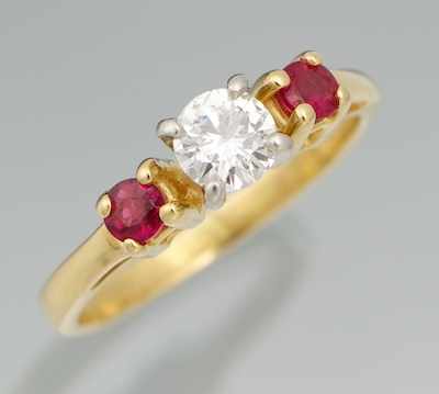 Appraisal: A Ladies' Diamond and Ruby Ring k yellow gold ring