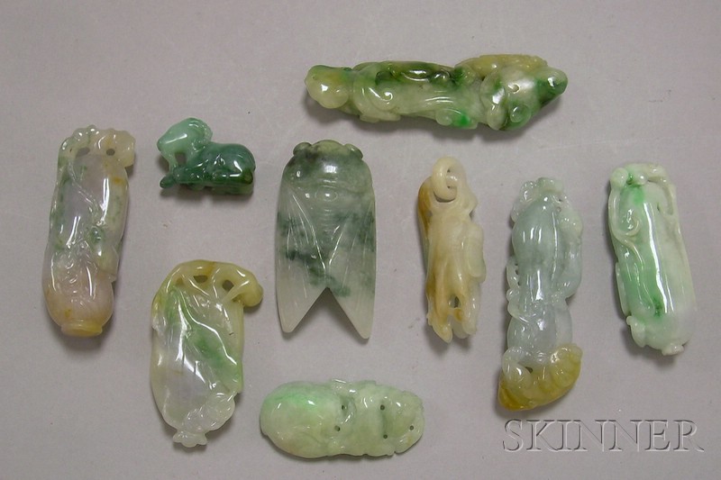 Appraisal: Nine Carved Jade Pendants and Other Items of various froms