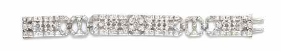 Appraisal: An Art Deco Platinum and Diamond Bracelet containing three marquise