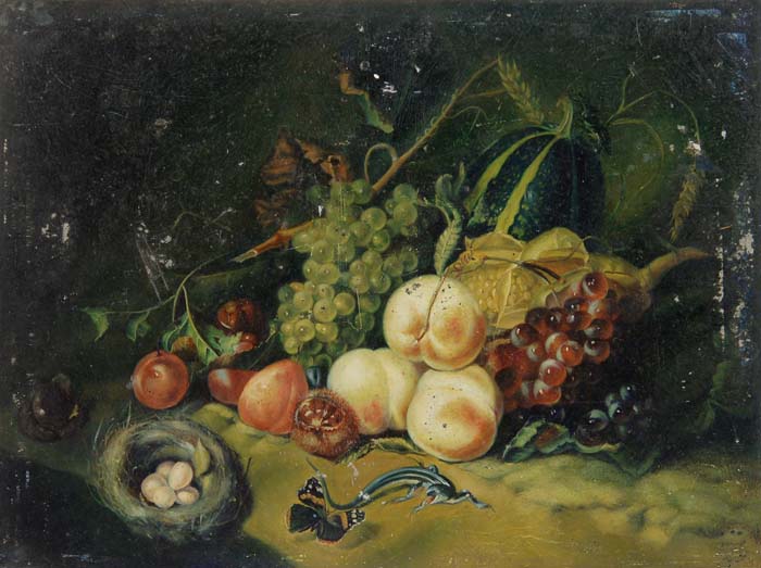 Appraisal: UNSIGNED th Century STILL LIFE OF FRUIT Oil on wood