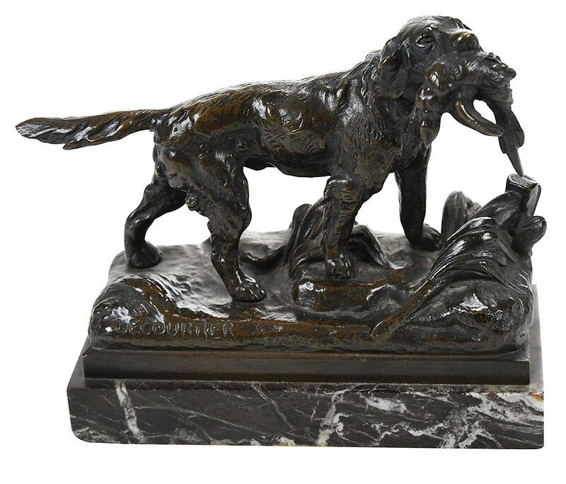 Appraisal: Prosper Lecourtier French - Setter with a Pheasant signed in