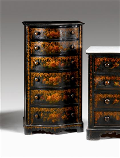 Appraisal: Rococo revival lacquered and painted tall chest of drawers hart