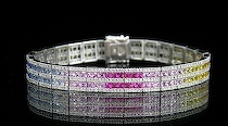 Appraisal: Ladies' Diamond and Sapphire Rainbow Bracelet K white gold link