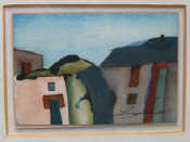 Appraisal: A mixed lot comprising a watercolour 'Houses' signed indistinctly and