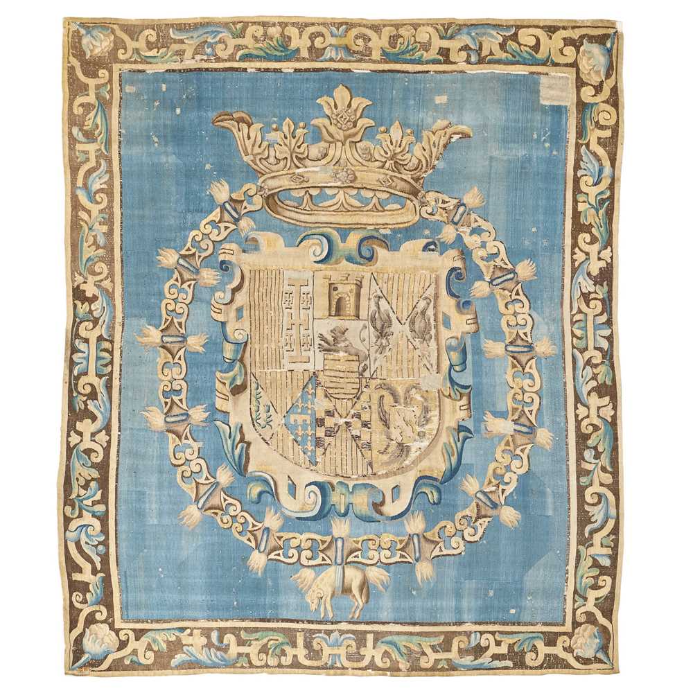 Appraisal: SPANISH ARMORIAL TAPESTRY BEARING THE ARMS OF DON DIEGO FERNANDEZ