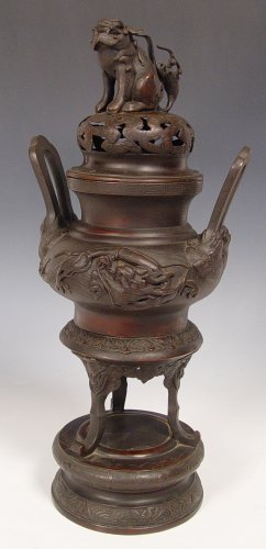 Appraisal: JAPANESE BRONZE KORO CENSOR Ca - late Meiji period Three