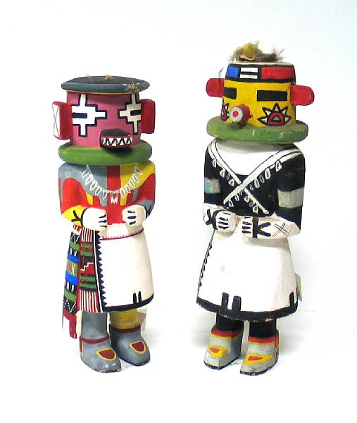 Appraisal: Two Hopi kachina dolls height and in