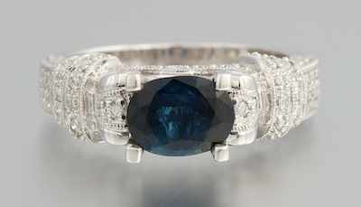 Appraisal: A Ladies' Sapphire and Diamond Ring k white gold ring