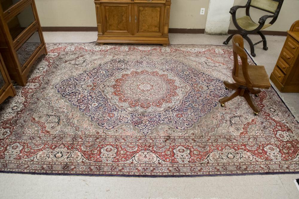 Appraisal: HAND KNOTTED SILK-LIKE ORIENTAL CARPET Indo-Persian mercerized cotton pile floral