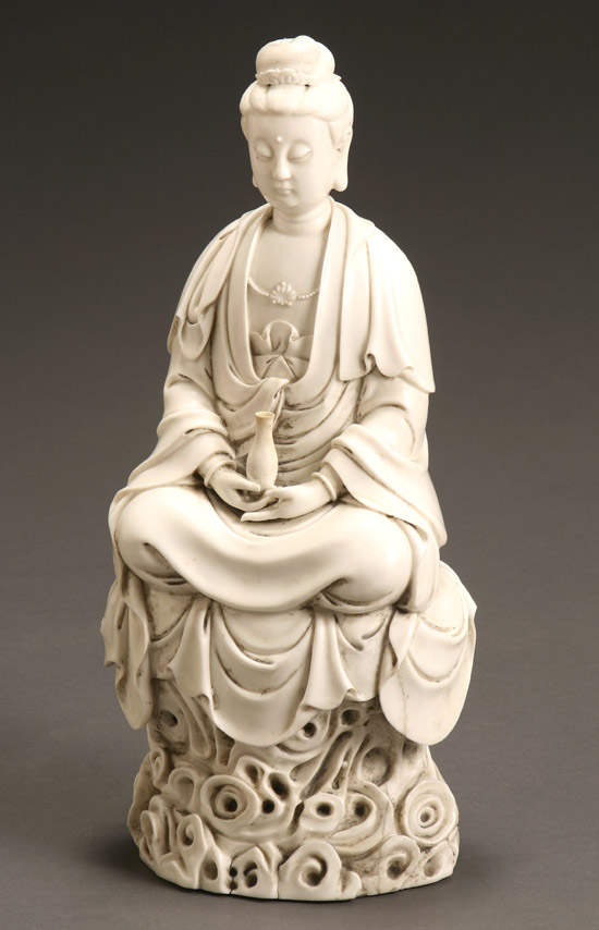 Appraisal: Chinese Blanc-de-Chine Figure of Guanyin th Century Minor glazed imperfections