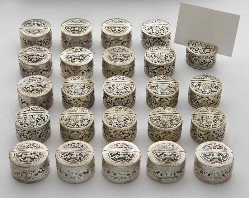 Appraisal: silver place card holdersin two sets of twelve each set