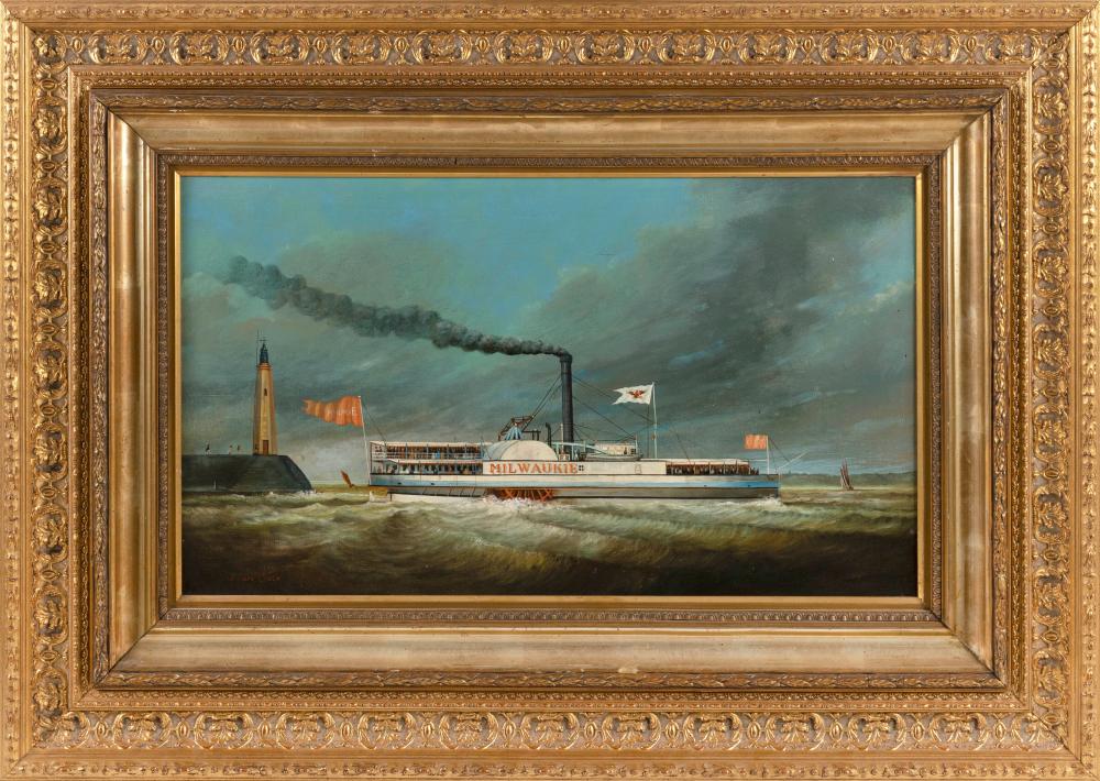 Appraisal: BRIAN COOLE AMERICA UNITED KINGDOM B THE SIDEWHEELER MILWAUKIE OIL