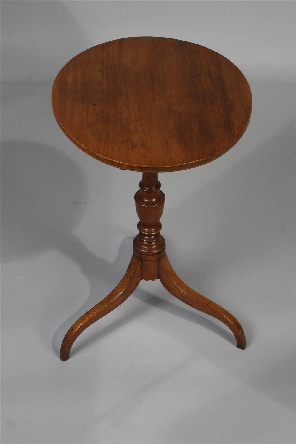 Appraisal: FEDERAL CHERRYWOOD INLAID CANDLESTAND having an oval hinged top with