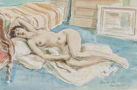 Appraisal: Frank Martin - Reclining nude watercolour over pencil signed and