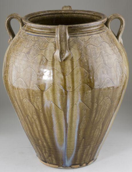 Appraisal: Kim Ellington North Carolina Pottery Jar alkaline glazed large four