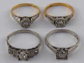 Appraisal: A mixed lot comprising two yellow and white metal diamond