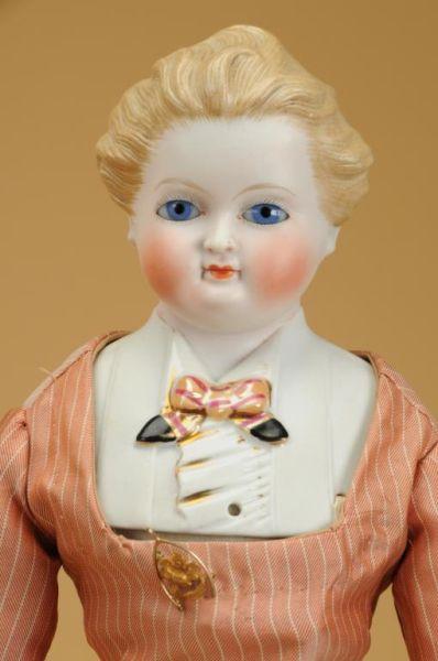 Appraisal: Glass-Eyed Parian Lady with Molded Bodice Germany ca untinted bisque