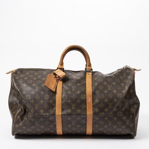 Appraisal: Louis Vuitton Keepall travel bag in brown monogram coated canvas