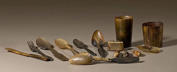 Appraisal: HORN SPOONS CUPS AND OTHER HORN ITEMS A group of