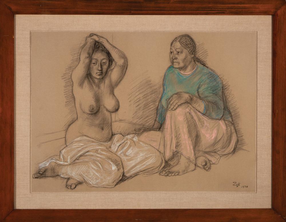 Appraisal: Francisco Z iga Mexican - Escena Intima pastel on paper