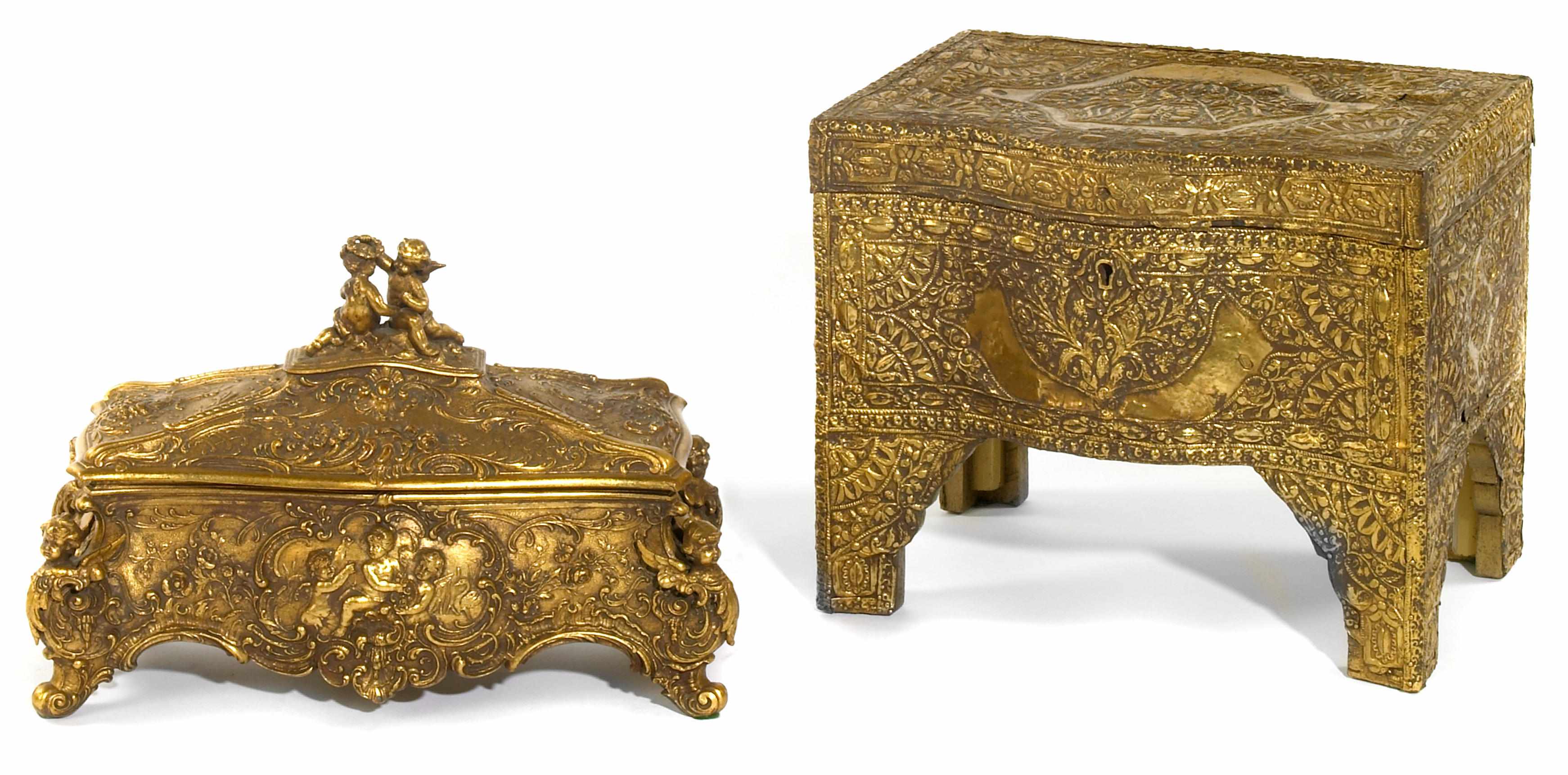 Appraisal: A Louis XV style gilt metal table casket with relief