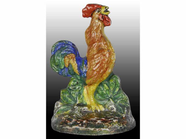 Appraisal: Crowing Rooster Cast Iron Bookend Description Depicts rooster with head