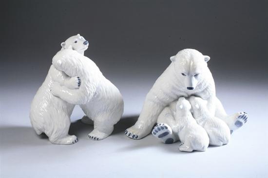 Appraisal: TWO ROYAL COPENHAGEN PORCELAIN FIGURAL GROUPS OF POLAR BEARS One